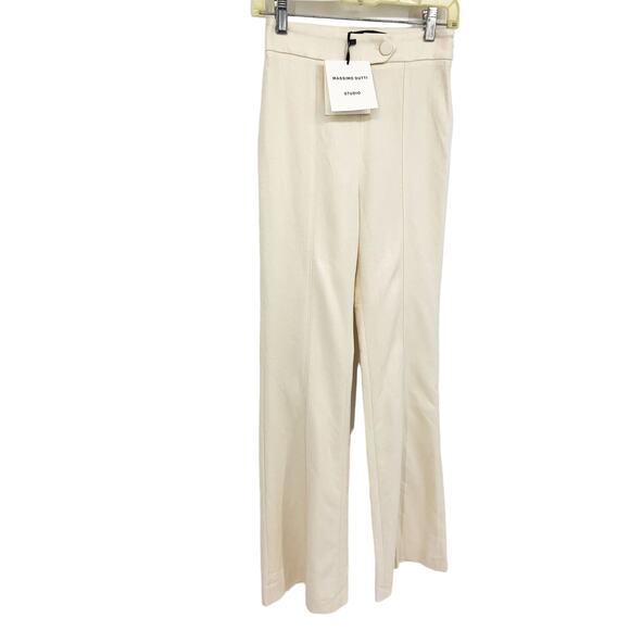 Massimo Dutti Cream Wide Leg Lined Technical Trousers Size 2 NWT - Picture 3 of 13
